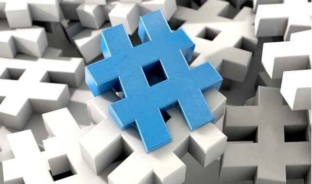 Blue hashtag for training industry among others
