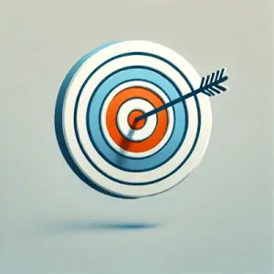 Archery target with an arrow sticking in the bullseye